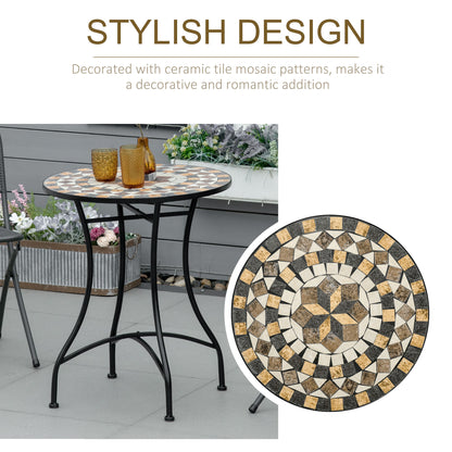 Φ60cm Mosaic Outdoor Patio Table - Grey