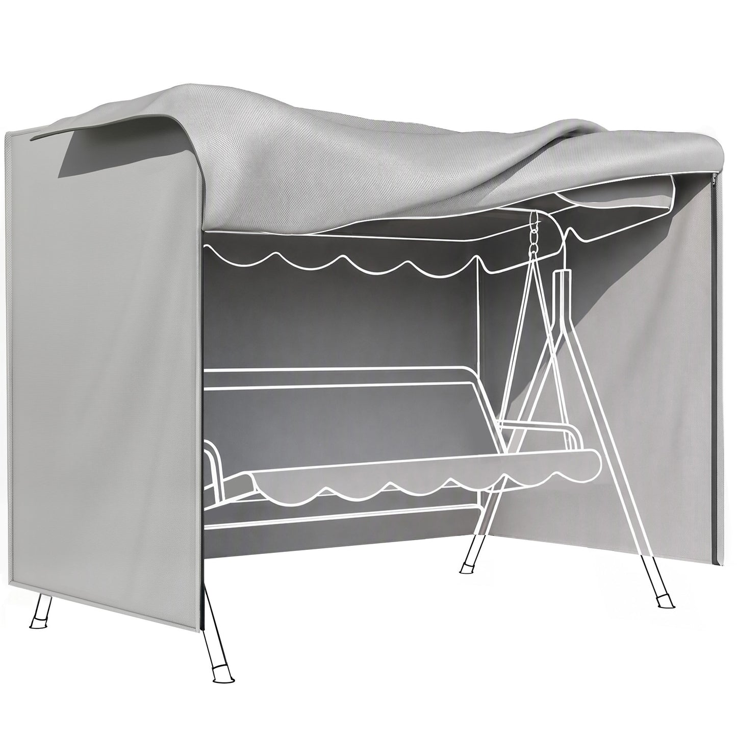 205 x 124cm Three-Seater Swing Chair Protective Cover Grey