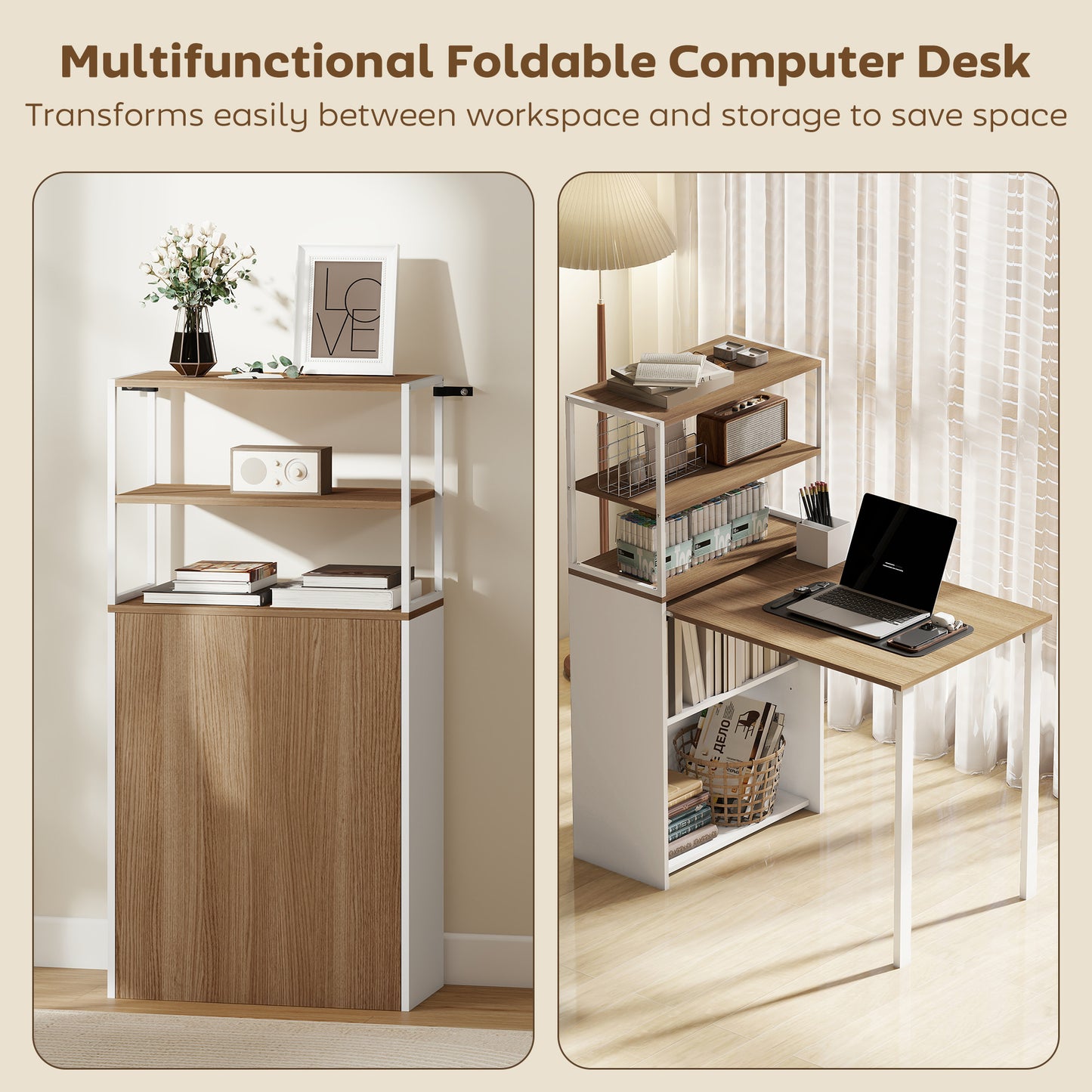 Folding Shelf and Work Table - Natural