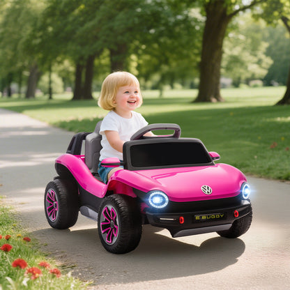 Volkswagen Licensed Kids Electric Car with Remote Control for Ages 3-6 Years, Pink