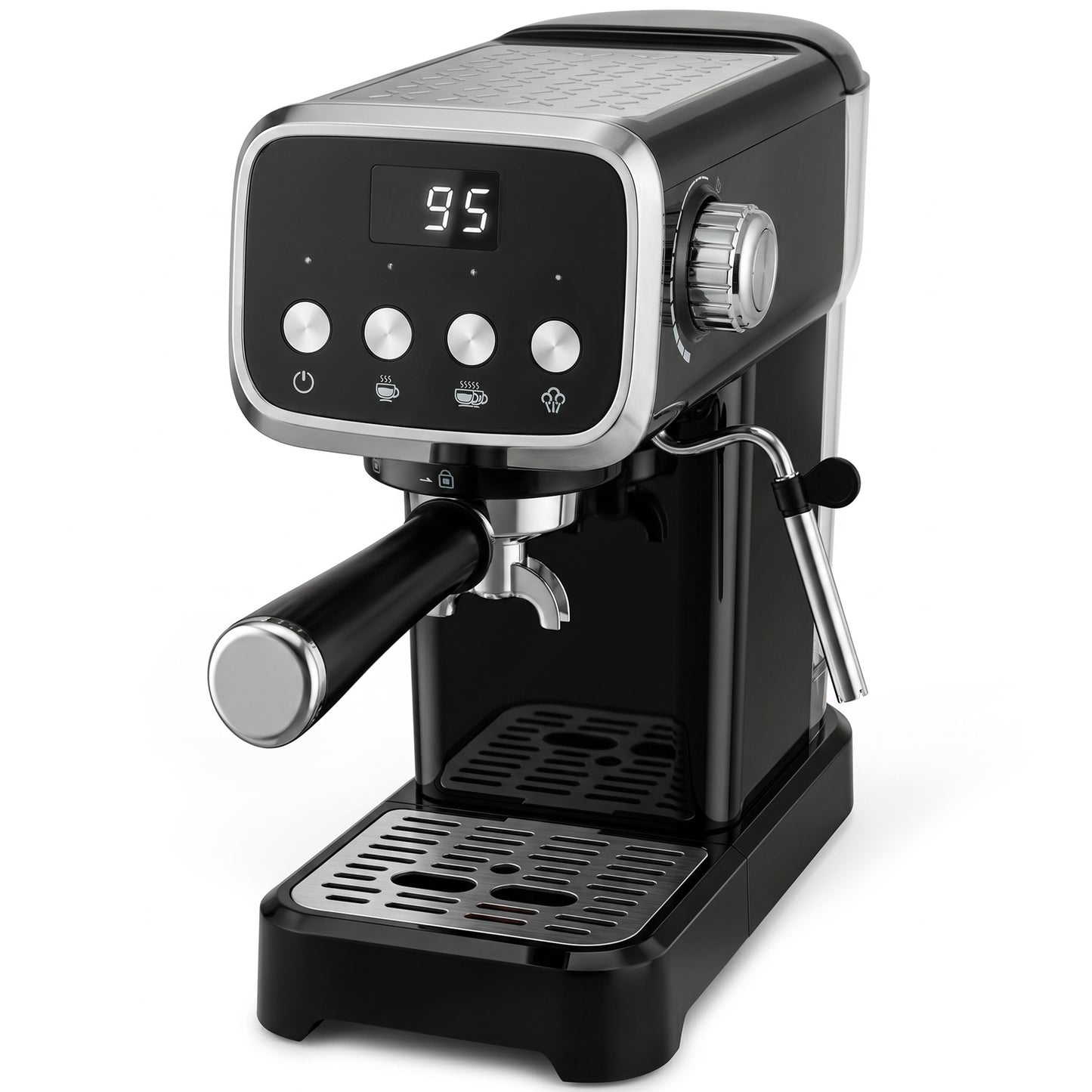 Espresso Machine, 20-Bar Cappuccino Coffee Maker with Frother Wand, 1.2 L Water Tank, Black