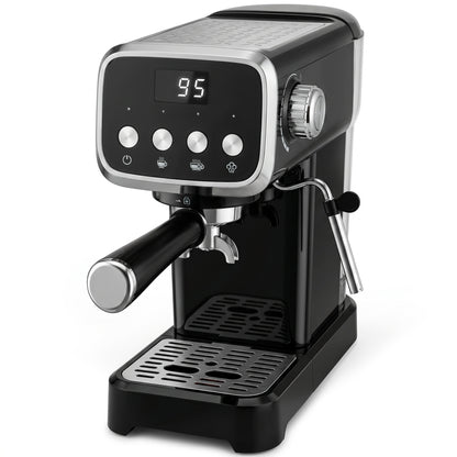 Espresso Machine, 20-Bar Cappuccino Coffee Maker with Frother Wand, 1.2 L Water Tank, Black