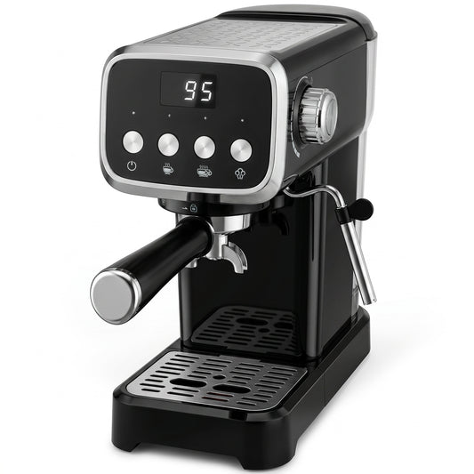 Espresso Machine, 20-Bar Cappuccino Coffee Maker with Frother Wand, 1.2 L Water Tank, Black