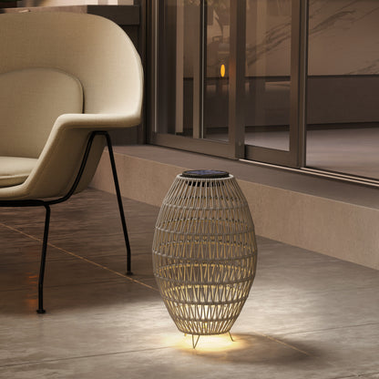 Rattan Solar Lamp, Garden Solar Lantern with Auto On/Off Light, IP44 Waterproof, Decorative Outdoor Rattan Lamp for Porch