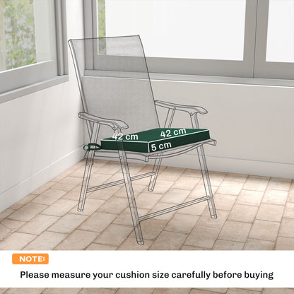 Set of 6 Chair Cushion Seat Pads Dining Chair w/ Straps, Indoor Outdoor Removable Tie On Garden Patio, Green