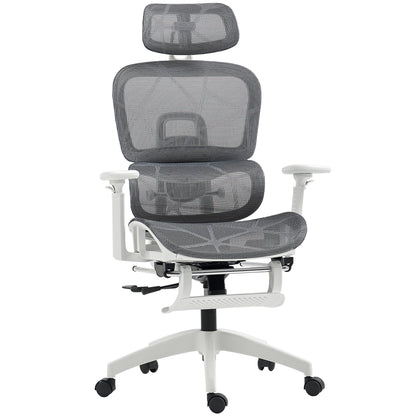 Multi-Adjustable Mesh Office Chair - Grey and White