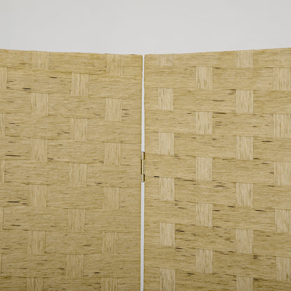 Wave Fibre Freestanding Folding Privacy Screen Panels, Room Divider, Brown