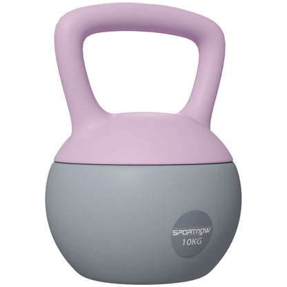 10KG Soft Kettlebell, Kettlebell with Non-Slip Handle for Home Gym, Weight Lifting, Strength Training, Purple/Grey