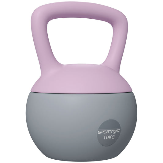 10KG Soft Kettlebell, Kettlebell with Non-Slip Handle for Home Gym, Weight Lifting, Strength Training, Purple/Grey