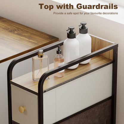 4-Drawer Storage Organiser Unit, Chest of Drawers with Steel Frame for Bedroom, Living Room, Mixed-Brown