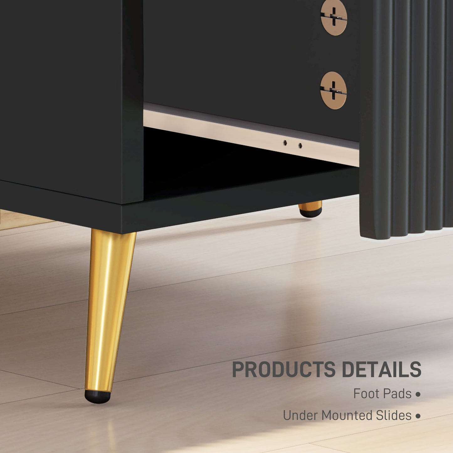 Elegant Two-Drawer Bedside Table - Black