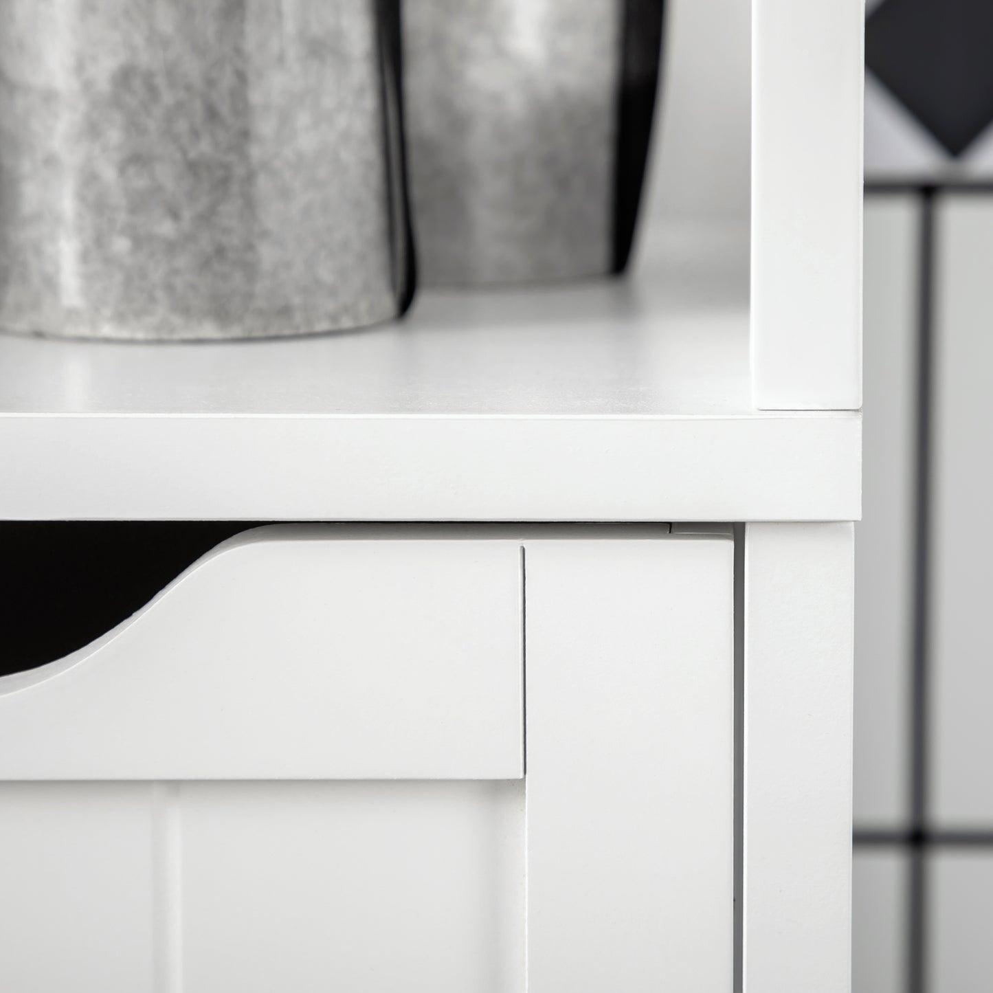 Narrow Floor Cabinet, Bathroom Cabinet with 3 Drawers and 2 Open Shelves, 30W x 30D x 141.6Hcm, White