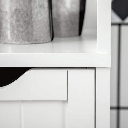 Narrow Floor Cabinet, Bathroom Cabinet with 3 Drawers and 2 Open Shelves, 30W x 30D x 141.6Hcm, White