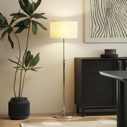Floor Lamp with Remote, Height Adjustable Standing Lamp with Linen Shade