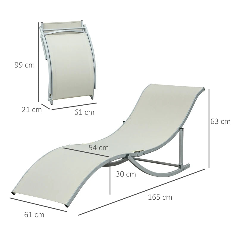 Set of 2 - Foldable S-Shaped Sun Lounger Set - Beige