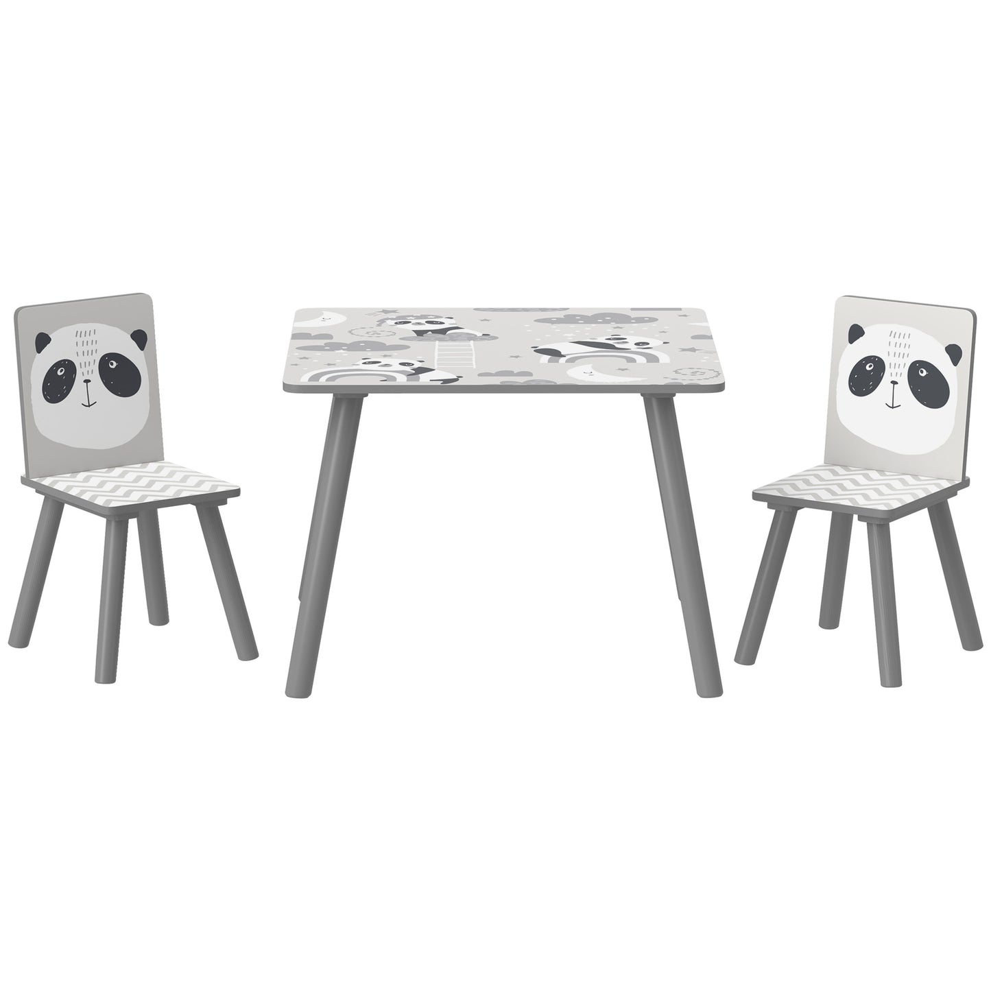 ZONEKIZ Kids Table and Chair Set, Toddler Table with 2 Chairs, Toddler Furniture Set, for Ages 3-8 Years - Grey