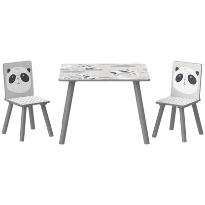 ZONEKIZ Kids Table and Chair Set, Toddler Table with 2 Chairs, Toddler Furniture Set, for Ages 3-8 Years - Grey