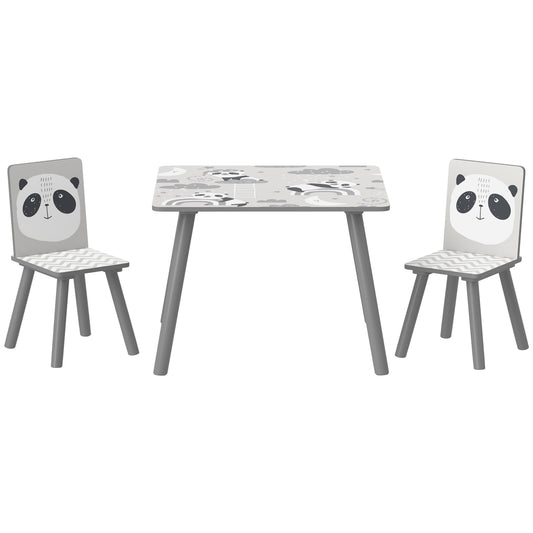 ZONEKIZ Kids Table and Chair Set, Toddler Table with 2 Chairs, Toddler Furniture Set, for Ages 3-8 Years - Grey