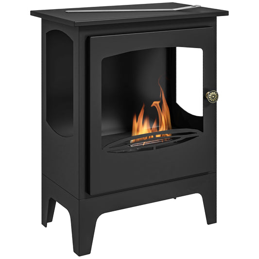 Freestanding Ethanol Fireplace, Steel Bioethanol Fireplace with Stainless Steel Flame Snuffer, 0.9L Tank