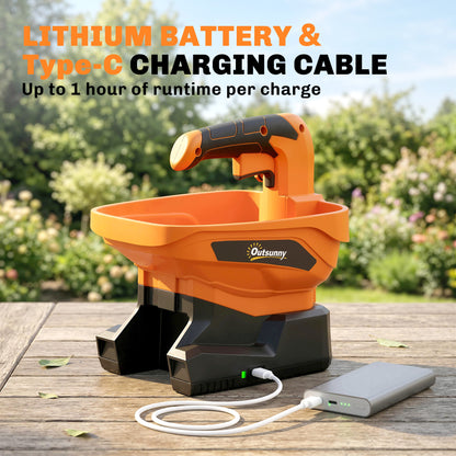 Cordless Spreader, 3.3L Handheld Seed Spreader with Adjustable Scatter Width, Adjustable Flow, USB Charging Cable