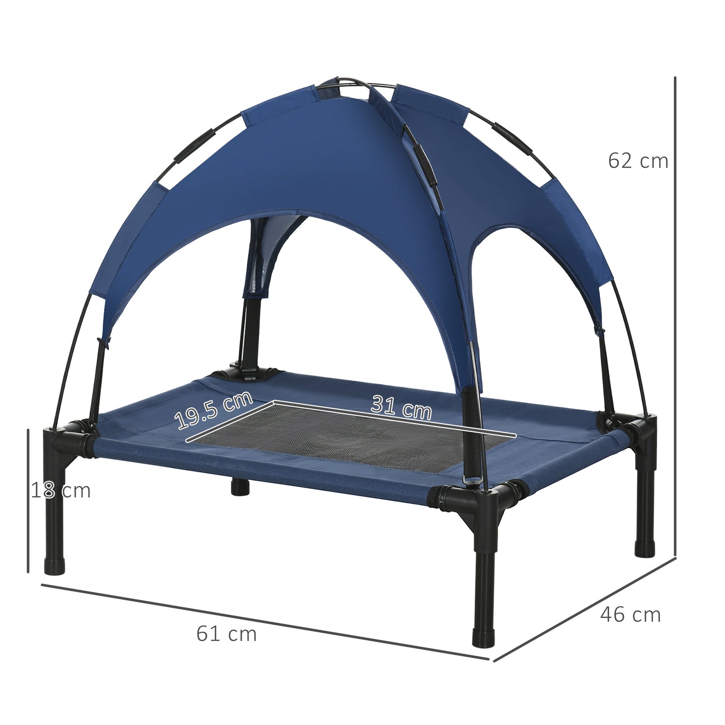 Outdoor Dog Bed with Removable Canopy, Portable Raised Dog Bed for Camping, Garden & Beach