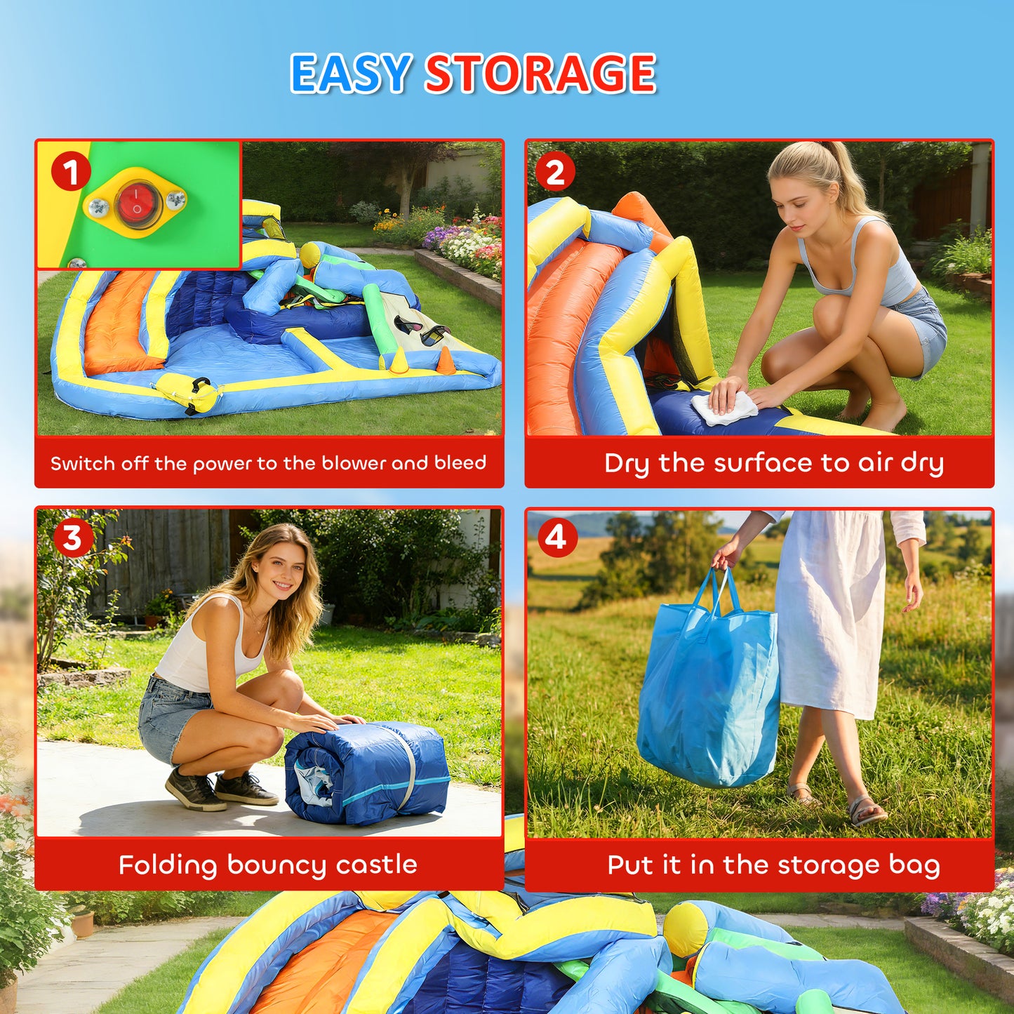 8 in 1 Bouncy Castle for Kids, Inflatable Bounce House with Slide, Pool (Ball Pit), Water Cannon for Indoor Outdoor