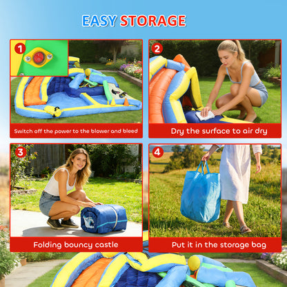 8 in 1 Bouncy Castle for Kids, Inflatable Bounce House with Slide, Pool (Ball Pit), Water Cannon for Indoor Outdoor