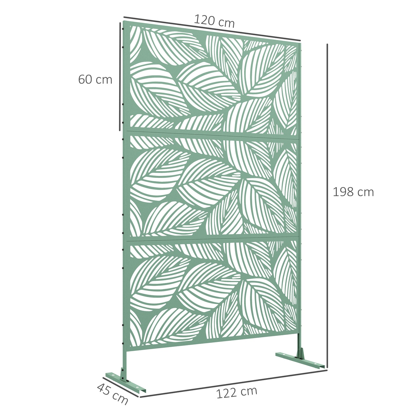 Metal Decorative Privacy Screen Outdoor Divider, Green Leaf