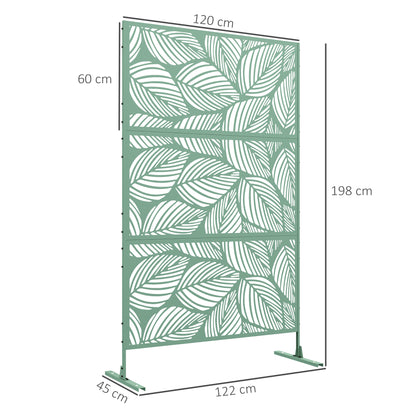 Metal Decorative Privacy Screen Outdoor Divider, Green Leaf