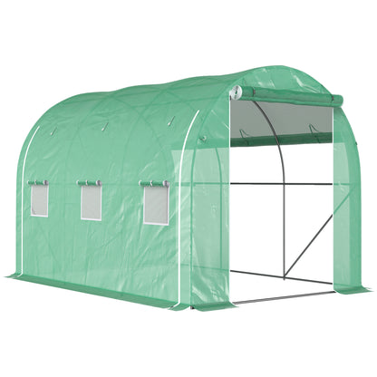 296 x 196cm Steel Frame Polytunnel Greenhouse - Green