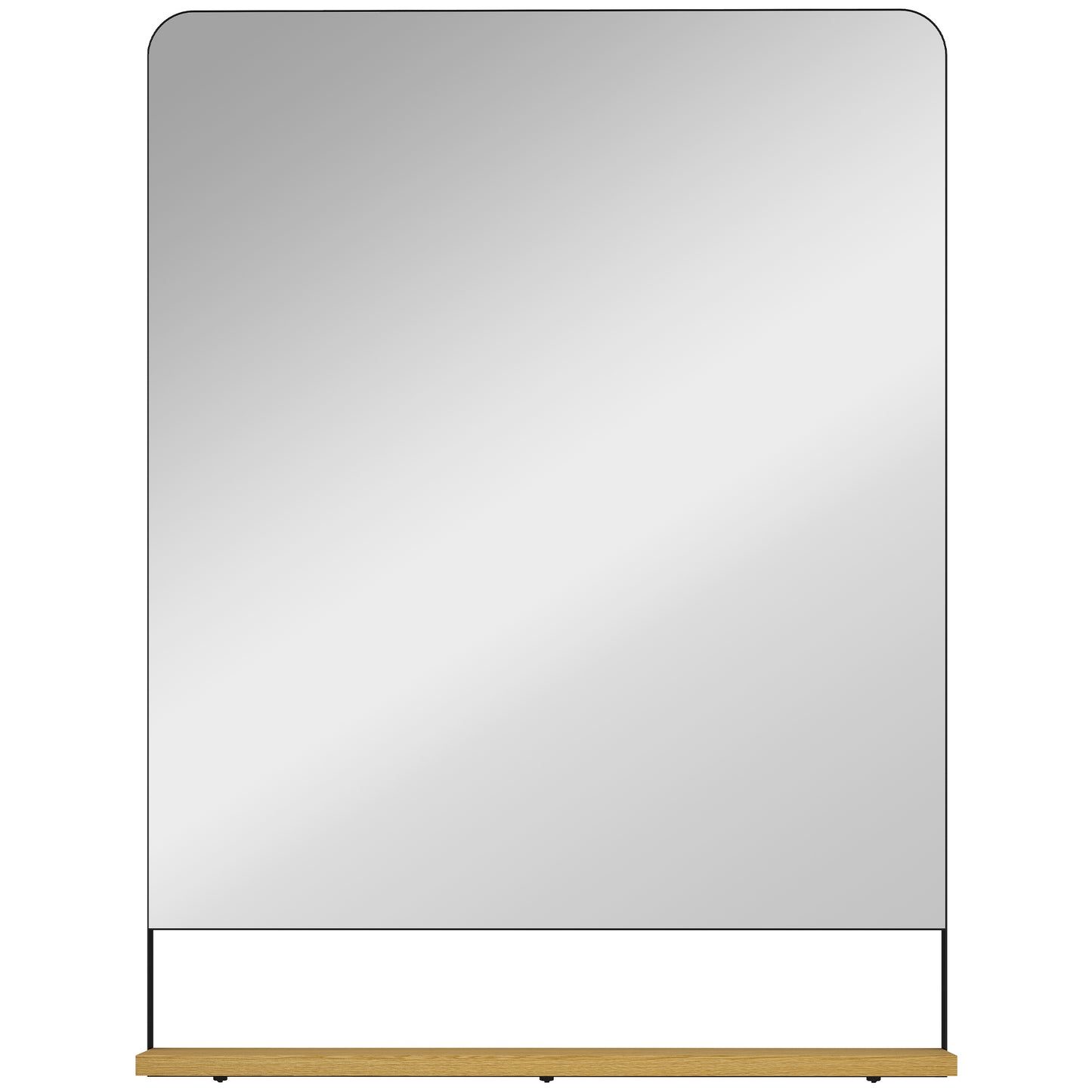 Wall Mirror with Wood Shelf - Black