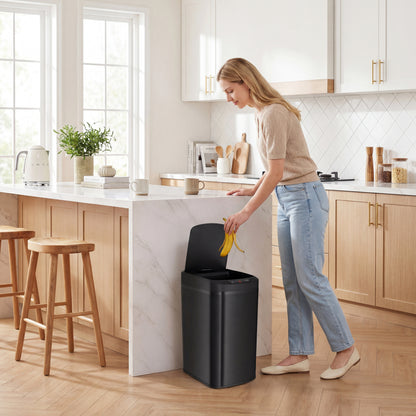 12L Sensor Bin, Automatic Touchless Motion Sensor Kitchen Bin with Fingerprint Resistant Stainless Steel, Black