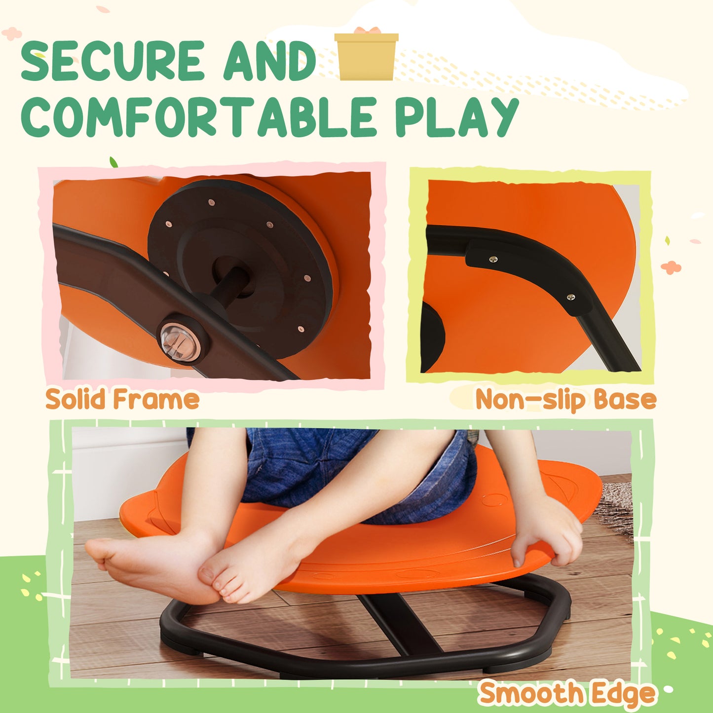 Planet-Shaped-kids Swivel Chair, Sensory Spinning Chair for Balance, Coordination Training, Orange