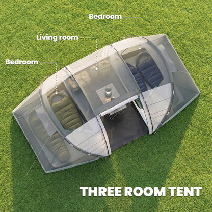 4 Man UV Protection Camping Tent - Charcoal Grey and White
