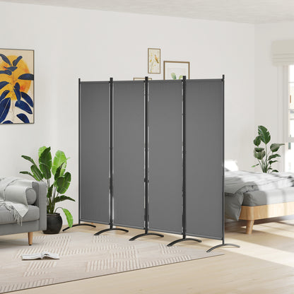 4 Panel Folding Room Divider, 1.7m Privacy Screen with Wide Feet, Portable Freestanding Metal Partition Separator for Office