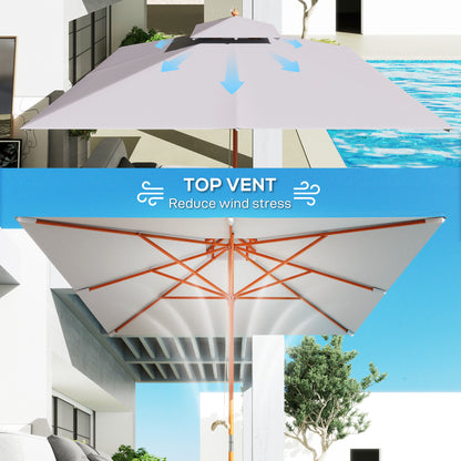 3 m Square Garden Parasol - Grey