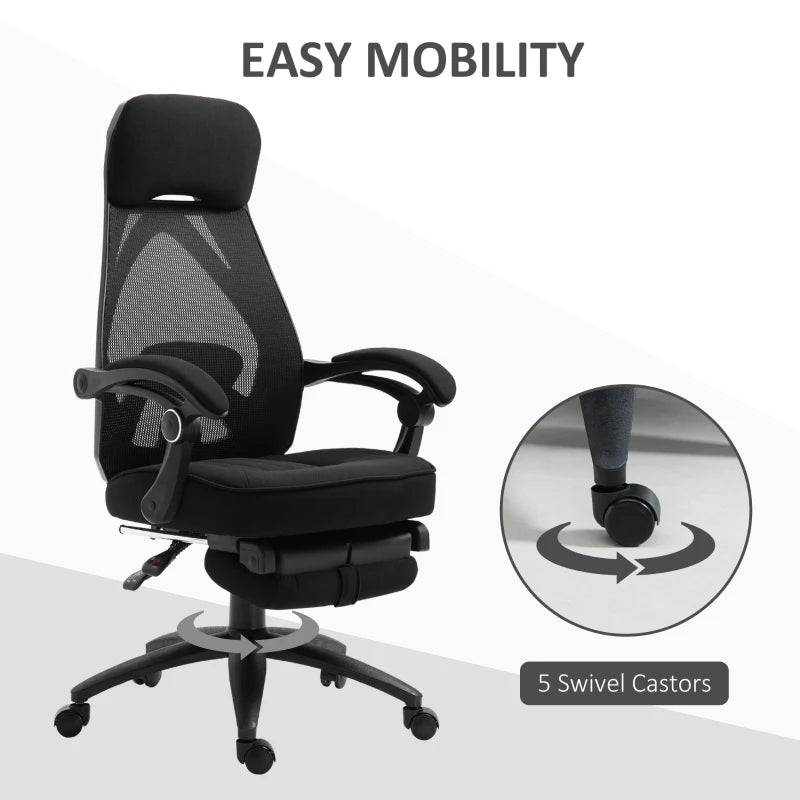 Mesh Adjustable Office Recliner Chair with Footrest, Headrest & Adjustable Height