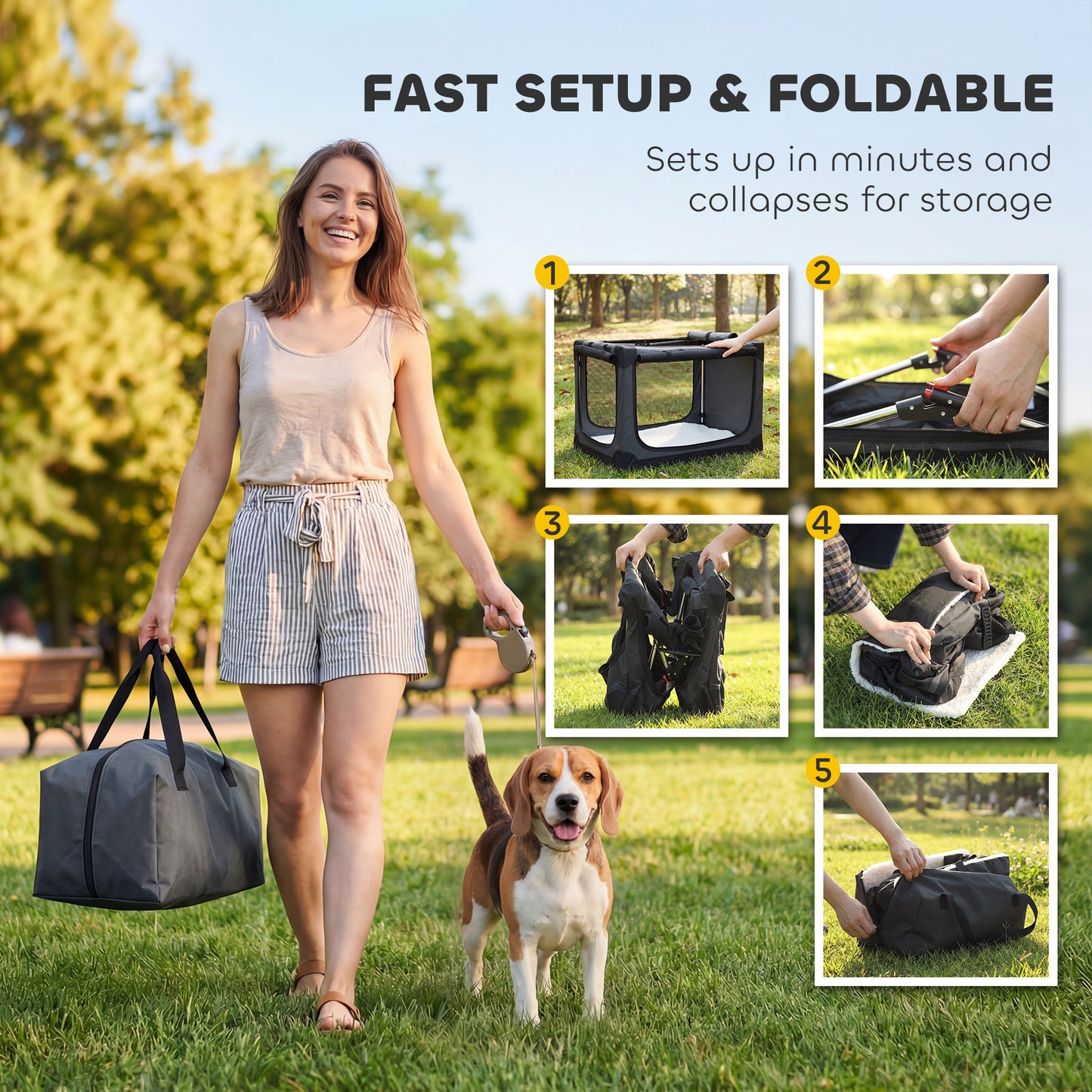 Soft Dog Crate Pet Travel Crate 76 x 54 x 54 cm with Removable Pad Mesh Window Army Green