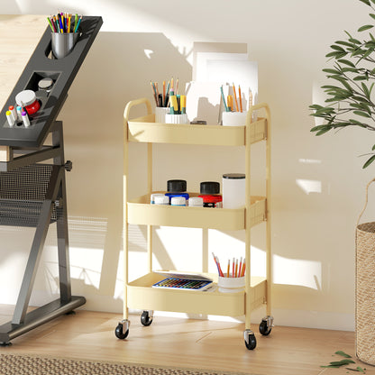 Three-Tier Steel Storage Trolley - Yellow