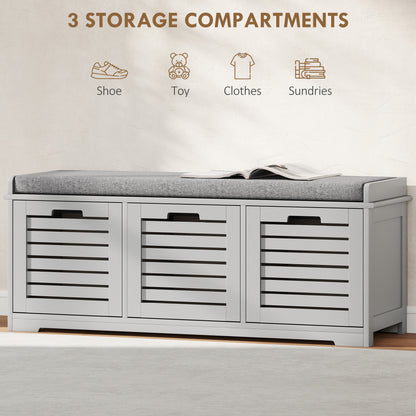 3-Drawer Shoe Storage Bench - Grey