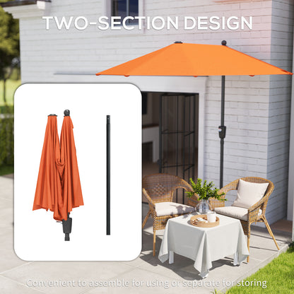 2m Half Parasol Umbrella - Orange