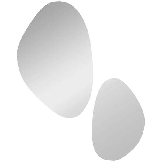 Set of 2 Pebble-Shaped Wall Mirror - Gold Tone