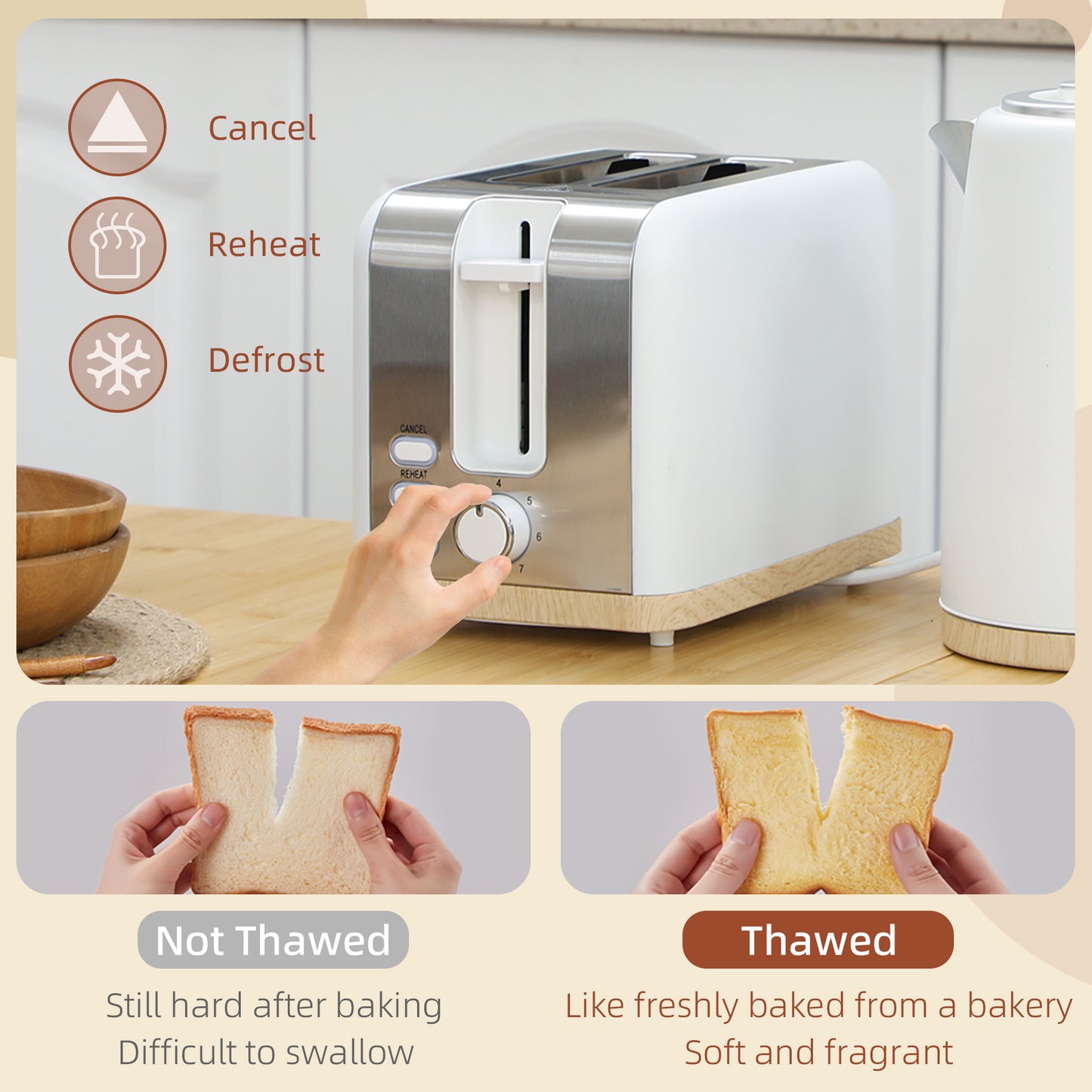Stainless Steel Kettle and Toaster Set, 1.7L 3000W Fast Boil Kettle & 2 Slice Toaster Kitchen Set