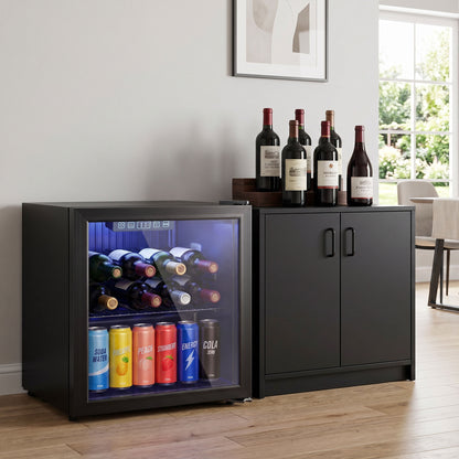 50L Drinks Fridge, 48 Can Under Counter Freestanding Beer Fridge with LED Light
