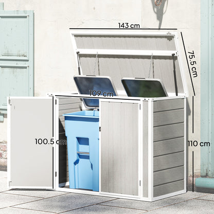 4.7 x 2.5FT Garden Shed, Double Bin Storage Shed with Lockable Doors, Outdoor Small Shed