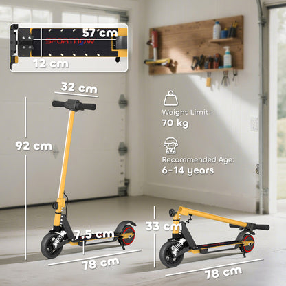 Folding Electric Scooter for Kids, with Dual Brakes, Front Suspension, LED Colourful Lights, Gold Tone
