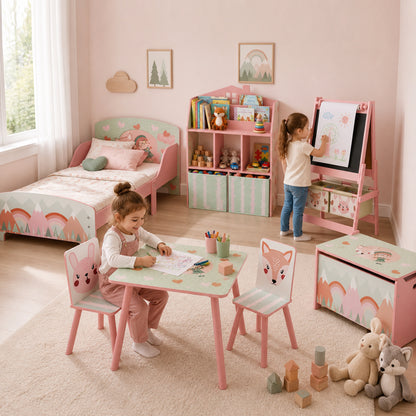 Three-In-One Kids Easel with Paper Roll, Art Easel, with Storage - Pink