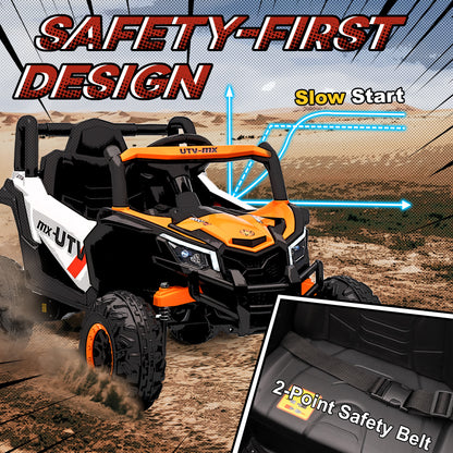 12V Kids Ride On Car with Remote Control, Kids Electric Car with Suspension System, Music, for Ages 3-5 Years, Orange