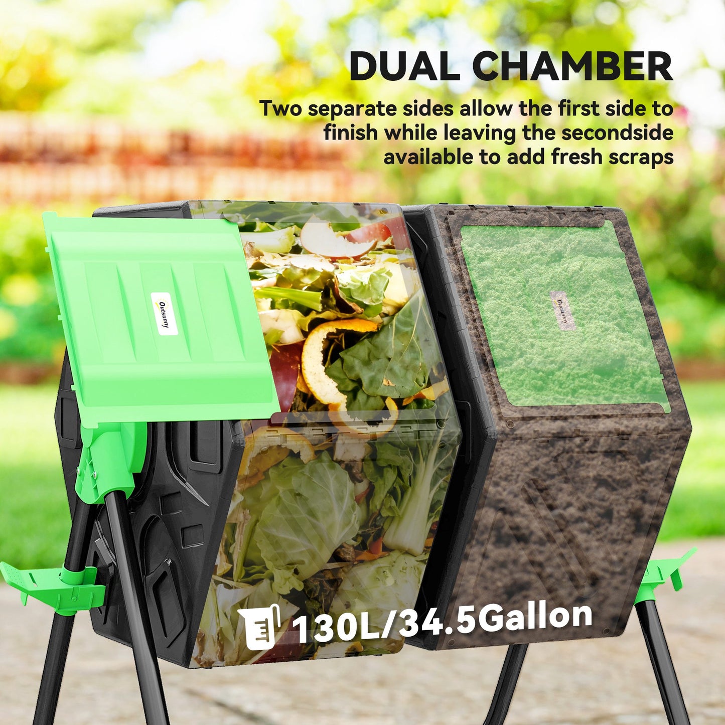 130L Double Chamber Composter - Black