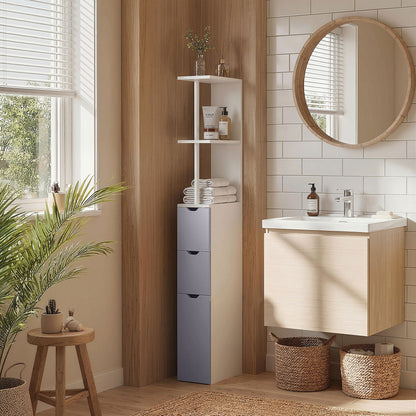 Tall Bathroom Cabinet, Freestanding Slim Bathroom Storage Cabinet with 2-Tier Open Shelf and 2 Drawers for Small Space